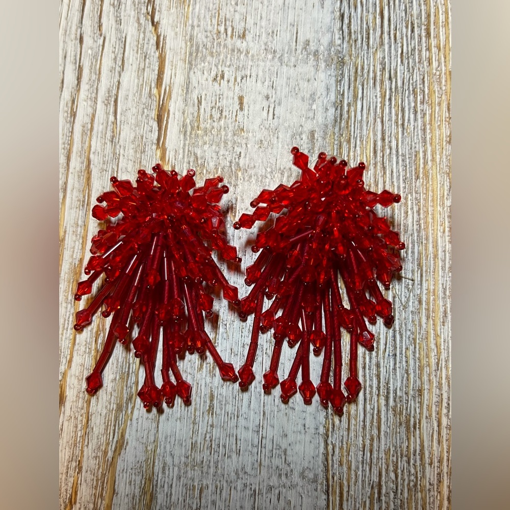 Red Beaded Earrings